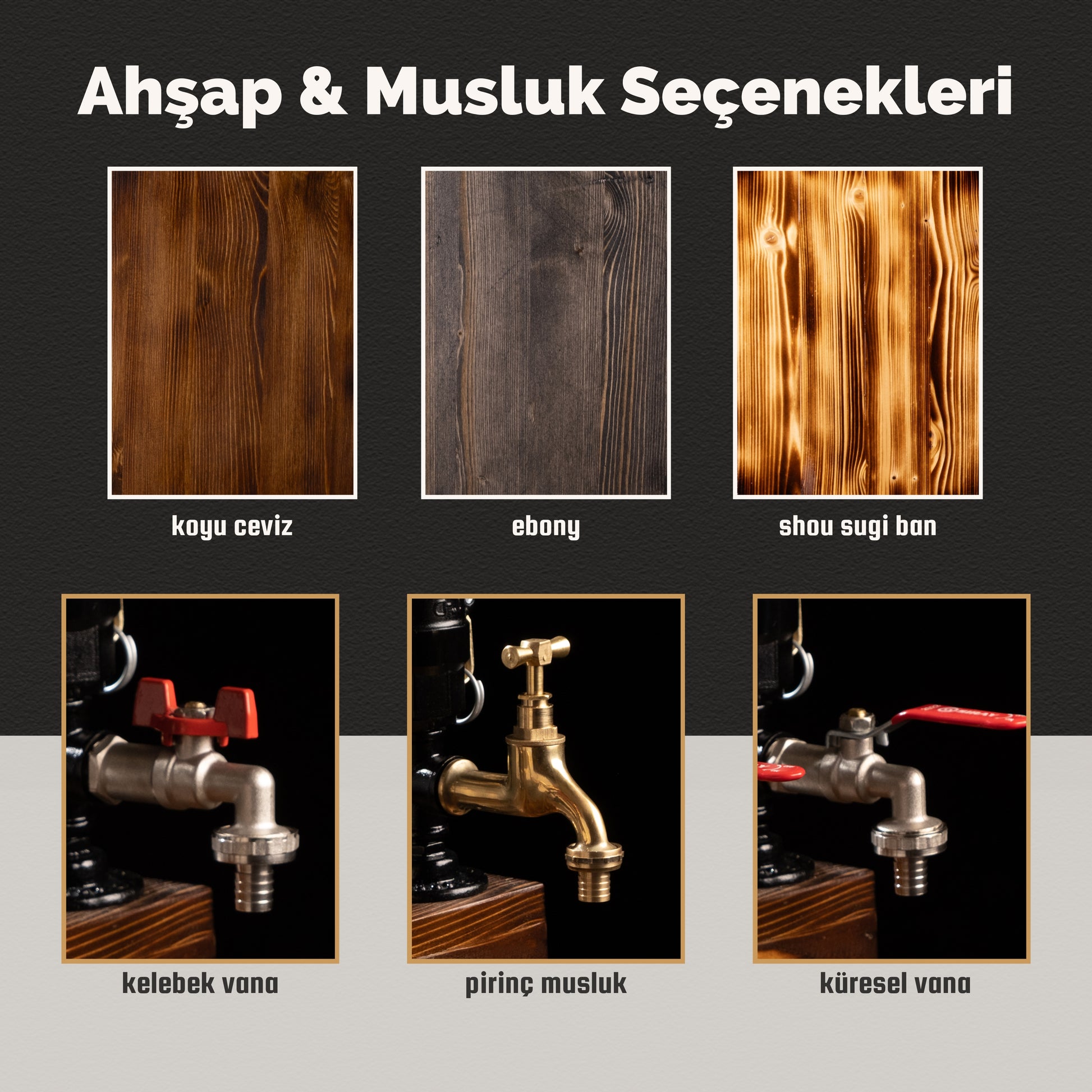 Çift Vanalı Rustik Musluk Rustik Atölye