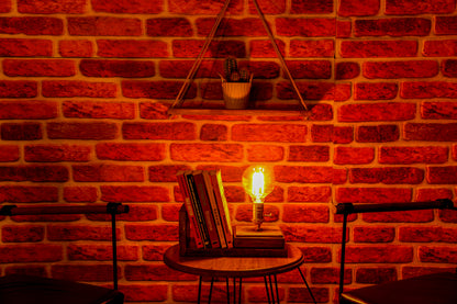 Rustik Tasarım Kitaplık Masa/Gece Lambası Rustik Atölye